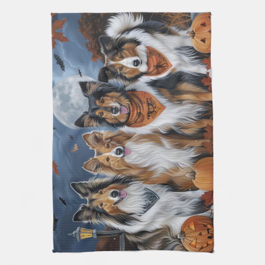 Rough Collie Halloween Spooky Geschirrtuch (Vertikal)