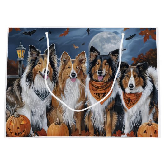 Rough Collie Halloween Spooky Große Geschenktüte (Vorderseite)