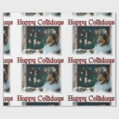 Rough Collie Happy Collidays Weihnachten Geschenkpapier (Flach)