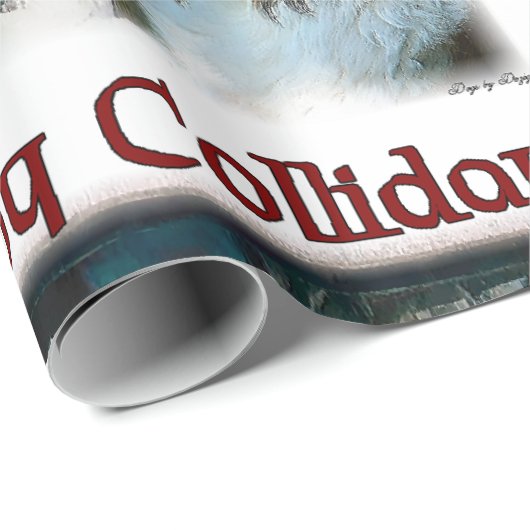 Rough Collie Happy Collidays Weihnachten Geschenkpapier (Rolleneckpunkt)