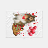 Rough Collie Heart Balloon Happy Valentine Day Dog Fleecedecke (Vorderseite (Horizontal))