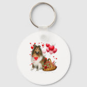 Rough Collie Heart Balloon Happy Valentine Day Dog Schlüsselanhänger (Vorderseite)