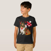 Rough Collie Heart Balloon Happy Valentine Day Dog T-Shirt (Vorne ganz)