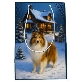 Rough Collie Holiday  Mittlere Geschenktüte