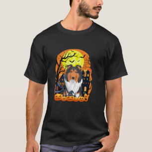Rough Collie Hund mit Pumpkins Funny Beängstigend T-Shirt