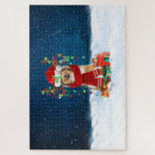 Rough Collie Hund mit Weihnachtsgeschenken Puzzle (Vertikal)