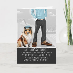 Rough Collie Hund und Papa Lustiger Vatertag Feiertagskarte