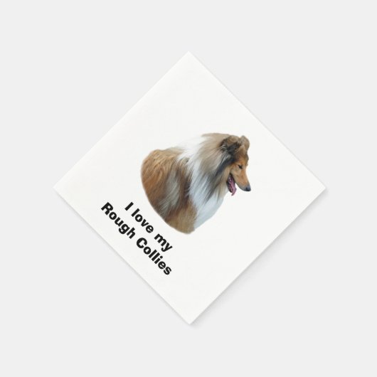 Rough Collie Hundeportrait Foto Serviette (Ecke)