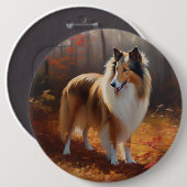 Rough Collie im Herbst Leaves Fall Inspiriert Button (Vorne & Hinten)