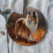 Rough Collie im Herbst Leaves Fall Inspiriert Button (Beispiel)