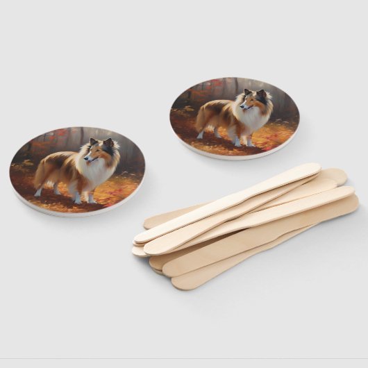 Rough Collie im Herbst Leaves Fall Inspiriert Fächer (Non-assembled)