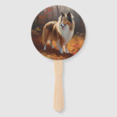 Rough Collie im Herbst Leaves Fall Inspiriert Fächer (Vorderseite)
