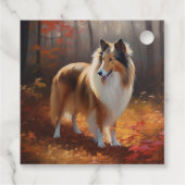 Rough Collie im Herbst Leaves Fall Inspiriert Geschenkanhänger (Rückseite)