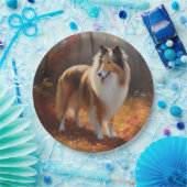 Rough Collie im Herbst Leaves Fall Inspiriert Pappteller (Party)