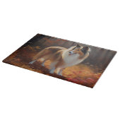 Rough Collie im Herbst Leaves Fall Inspiriert Schneidebrett (Ecke)