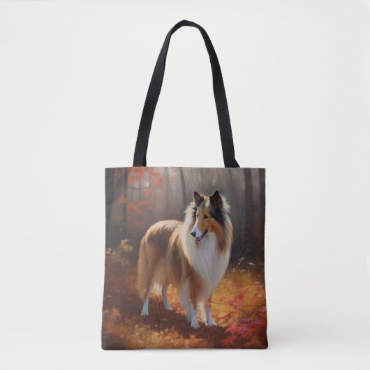 Rough Collie im Herbst Leaves Fall Inspiriert Tasche (Vorderseite)