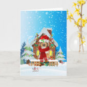 Rough Collie im Schnee mit Weihnachtsgeschenken Karte (Gelbe Blume)