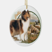 Rough Collie Keeper vom Schafe Keramik Ornament (Rechts)