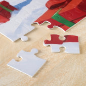 Rough Collie läuft im Schnee mit Weihnachtshut Puzzle (Seite)