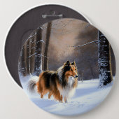 Rough Collie Let It Snow Weihnachten Button (Vorne & Hinten)