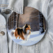 Rough Collie Let It Snow Weihnachten Button (Beispiel)