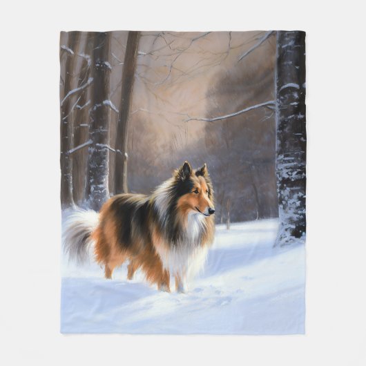 Rough Collie Let It Snow Weihnachten Fleecedecke (Vorderseite)