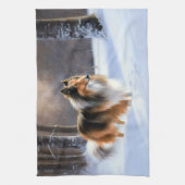 Rough Collie Let It Snow Weihnachten Geschirrtuch (Vertikal)