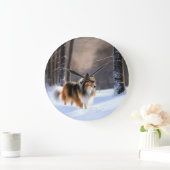 Rough Collie Let It Snow Weihnachten Große Wanduhr (Zuhause)