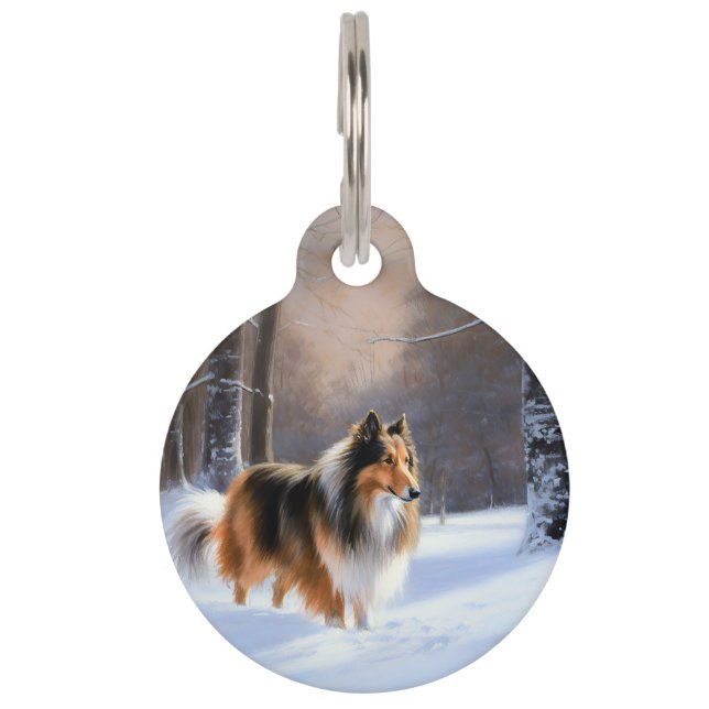 Rough Collie Let It Snow Weihnachten Haustiermarke (Vorderseite)