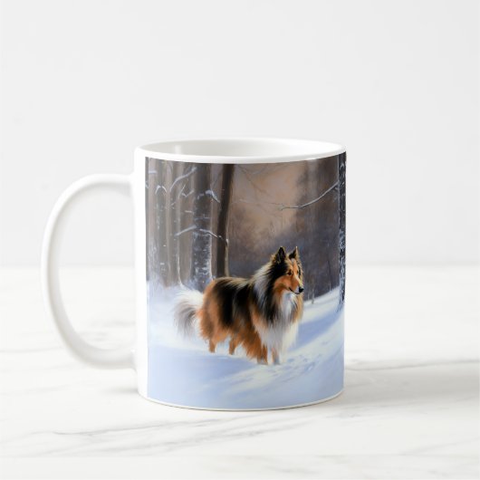 Rough Collie Let It Snow Weihnachten Kaffeetasse (Links)