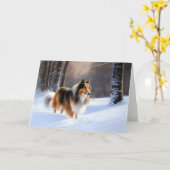 Rough Collie Let It Snow Weihnachten Karte (Gelbe Blume)