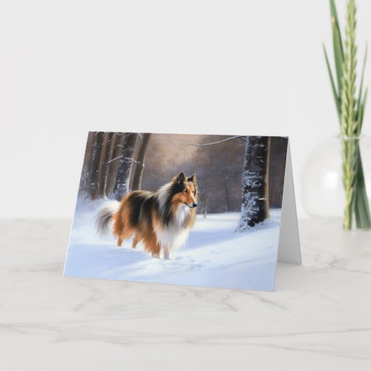 Rough Collie Let It Snow Weihnachten Karte (Vorderseite)