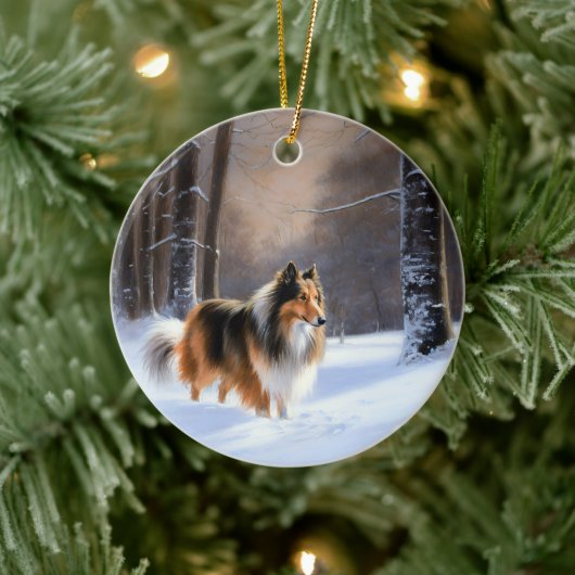 Rough Collie Let It Snow Weihnachten Keramik Ornament (Baum)