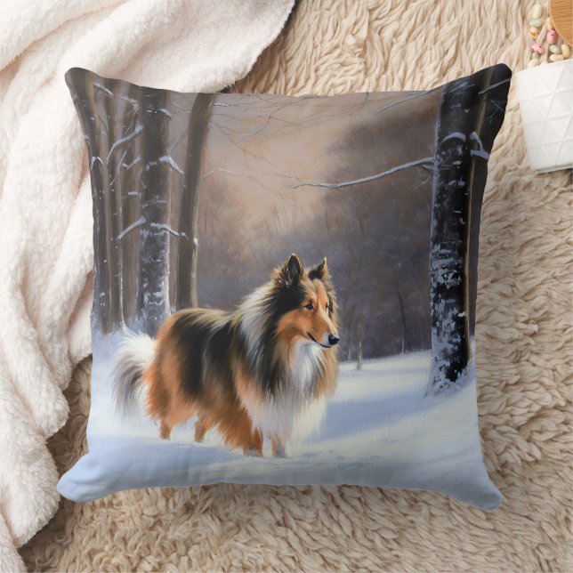 Rough Collie Let It Snow Weihnachten Kissen (Decke)