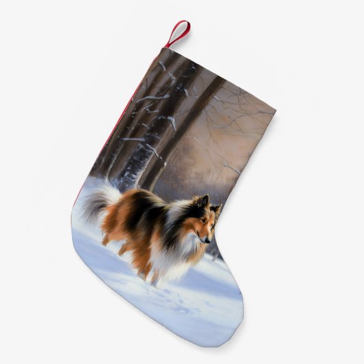 Rough Collie Let It Snow Weihnachten Kleiner Weihnachtsstrumpf (Vorderansicht (hängend))