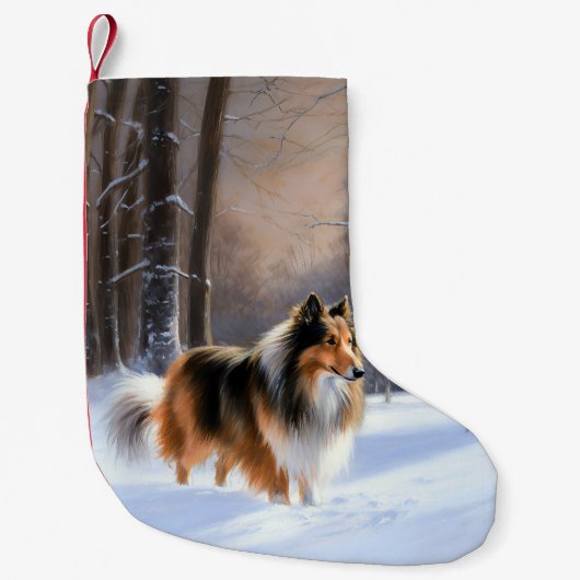 Rough Collie Let It Snow Weihnachten Kleiner Weihnachtsstrumpf (Vorderseite)