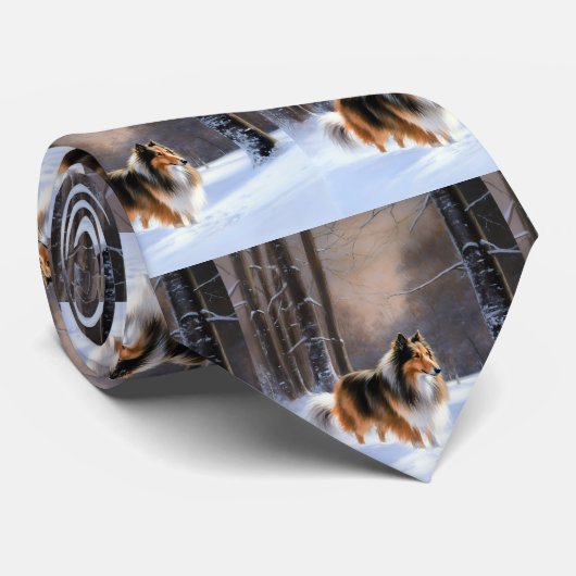 Rough Collie Let It Snow Weihnachten Krawatte (Gerollt)