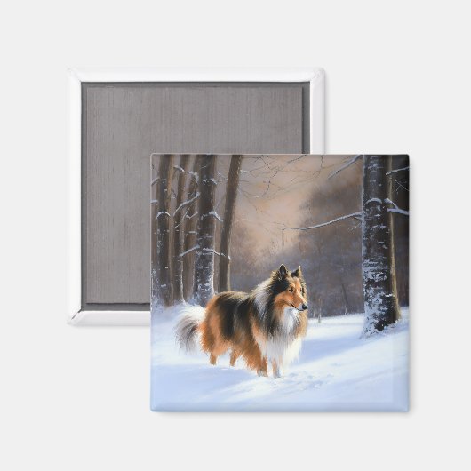 Rough Collie Let It Snow Weihnachten Magnet (Vorderseite/Rückseite)