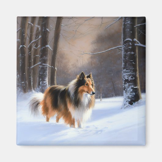 Rough Collie Let It Snow Weihnachten Magnet (Vorne)