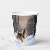 Rough Collie Let It Snow Weihnachten Pappbecher (Vorderseite)
