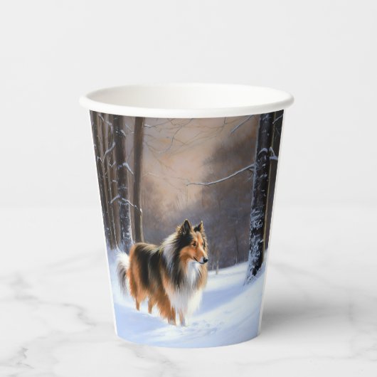 Rough Collie Let It Snow Weihnachten Pappbecher (Vorderseite)