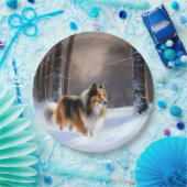 Rough Collie Let It Snow Weihnachten Pappteller (Party)