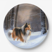 Rough Collie Let It Snow Weihnachten Pappteller (Vorderseite)