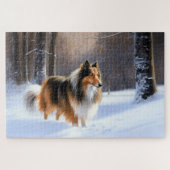 Rough Collie Let It Snow Weihnachten Puzzle (Horizontal)