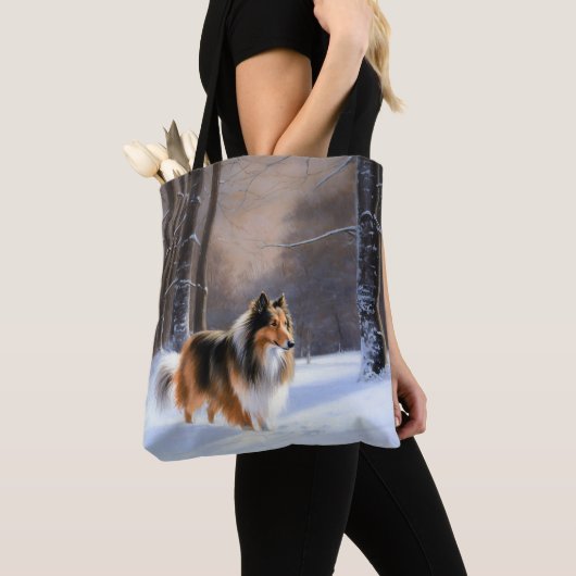Rough Collie Let It Snow Weihnachten Tasche (Von Nahem)