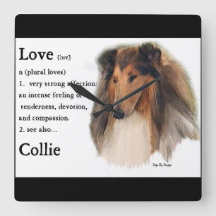 Rough Collie Love Is Quadratische Wanduhr