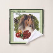 Rough Collie Lovers Weihnachten Badhandtuch Set (Waschlappen)