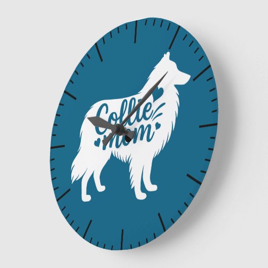 Rough Collie Mama Große Wanduhr (Winkel)