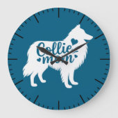 Rough Collie Mama Große Wanduhr (Vorderseite)