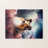 Rough Collie mit Cloud Space Hintergrund Puzzle (Horizontal)